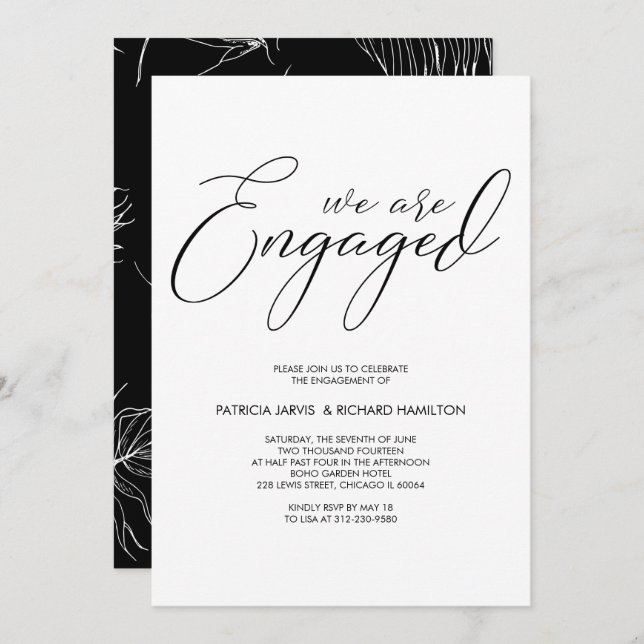 Wedding Shower Engagement Party Script Lettering Invitation (Front/Back)