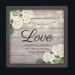 Wedding Shower Hydrangea Flower String Lights wood Gift Box<br><div class="desc">Modern Wedding Gift Box Templates - Elegant White lovely Watercolor Hydrangea Flowers and String Lights on Rustic Wood Background.
A Perfect Design for your Big Day. All text style,  colours,  sizes can be modified to fit your needs!</div>