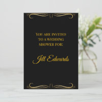 Wedding Shower Invitation-Bridal Black Gold  