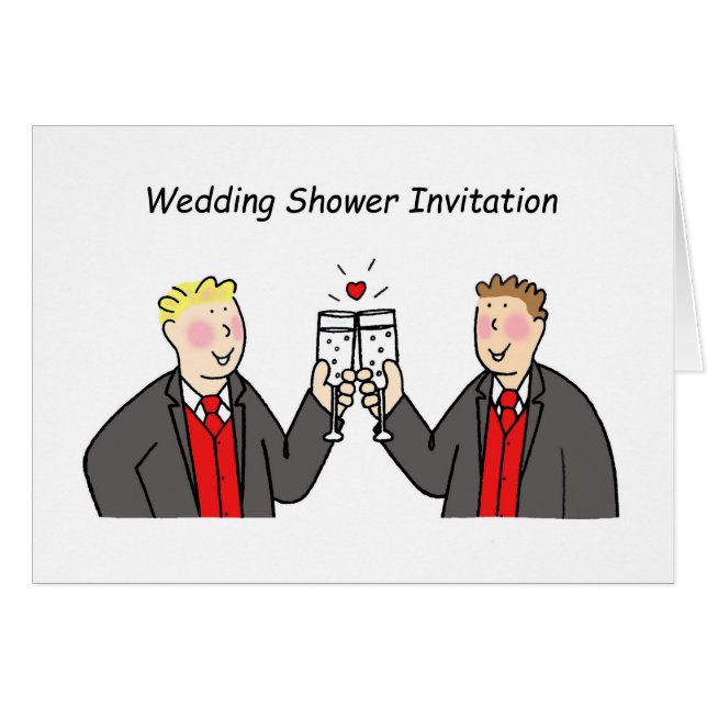 Wedding Shower Invitation for Two Grooms. (Front Horizontal)