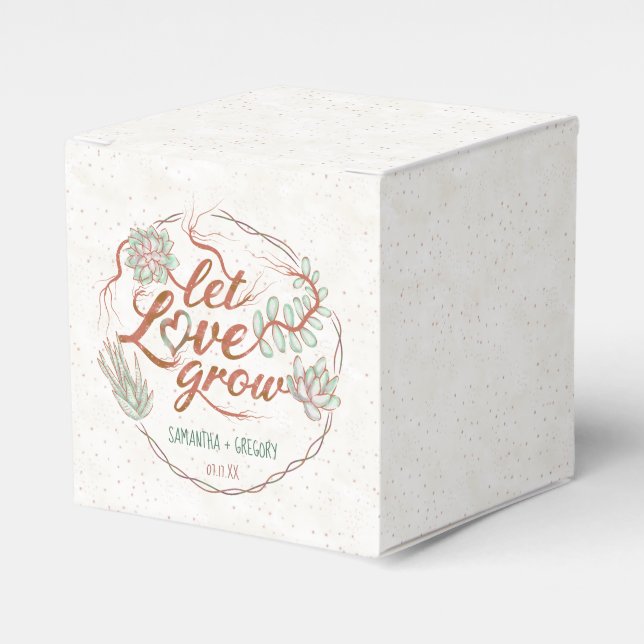 Wedding Shower Let Love Grow Succulent Plant Cute Favour Box (Front Side)
