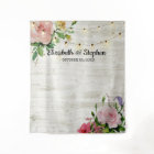 Wedding Shower Photo Backdrop Flowers Wood Lights