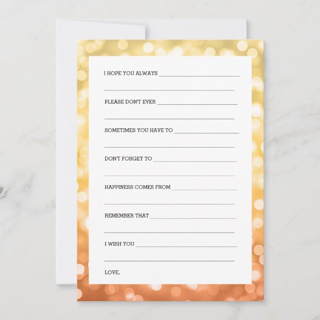 Wedding Shower Wishes Autumn / Fall Glitter Lights Invitation (Front)