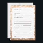 Wedding Shower Wishes Copper Glitter Lights Advice Card<br><div class="desc">Copper Glitter Lights Wishes For Bride And Groom / Newlywed Advice Cards / Bridal Shower Advice Cards / Wedding Advice Cards / Wedding Wishes Cards - perfect for bridal showers and elegant weddings.</div>