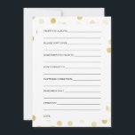Wedding Shower Wishes Gold Foil Glitter Lights Advice Card<br><div class="desc">Faux Gold Foil Glitter Lights Wishes For Bride And Groom / Newlywed Advice Cards / Bridal Shower Advice Cards / Wedding Advice Cards / Wedding Wishes Cards - perfect for bridal showers and elegant weddings.</div>