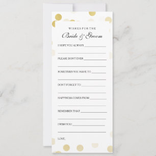 Wedding Shower Wishes Gold Foil Glitter Lights Advice Card