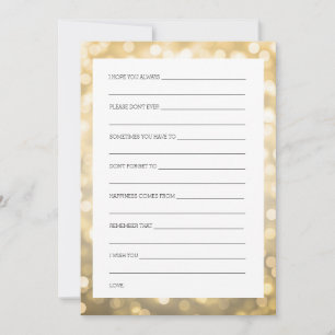 Wedding Shower Wishes Gold Glitter Lights Advice Card