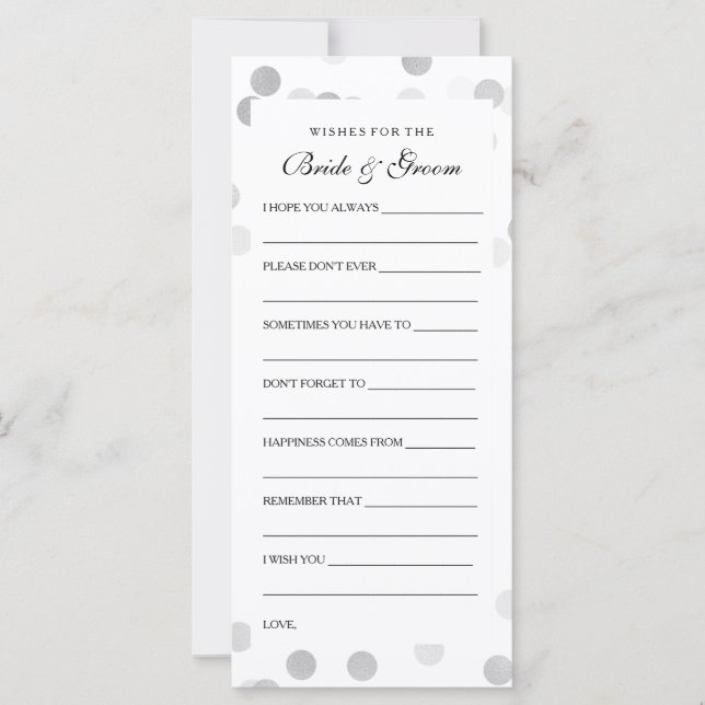 Wedding Shower Wishes Silver Foil Glitter Light (Front)