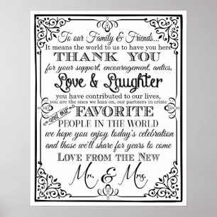 wedding sign black and white thank you sign