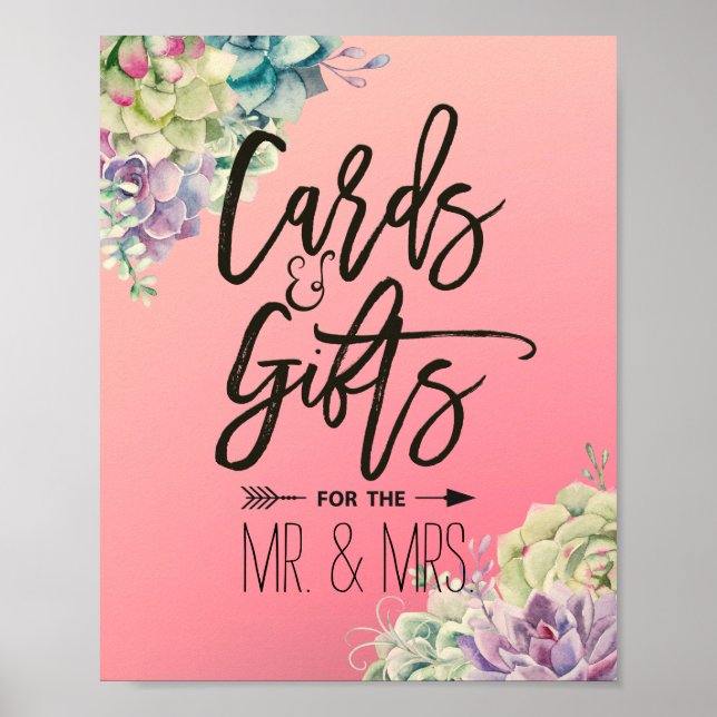 Wedding Sign Cards & Gifts Watercolor Succulents (Front)