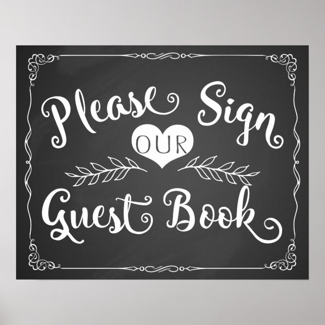 Wedding sign chalkboard "Guest book" (Front)