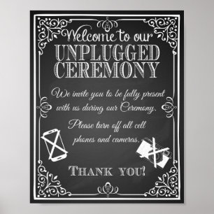 Wedding sign chalkboard unplugged ceremony