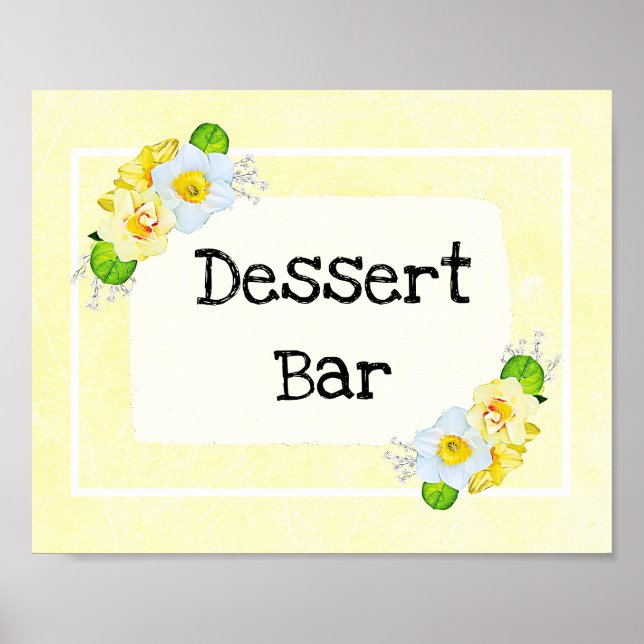 Wedding Sign Dessert Bar Yellow Floral (Front)