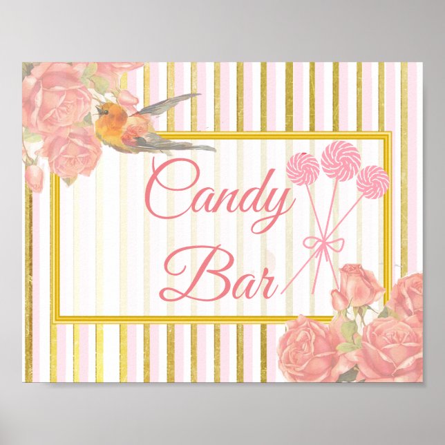 Wedding Sign for Candy Bar, Pink Lollipops (Front)