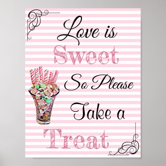 Wedding Sign for Candy Buffet ,Pink Candies (Front)