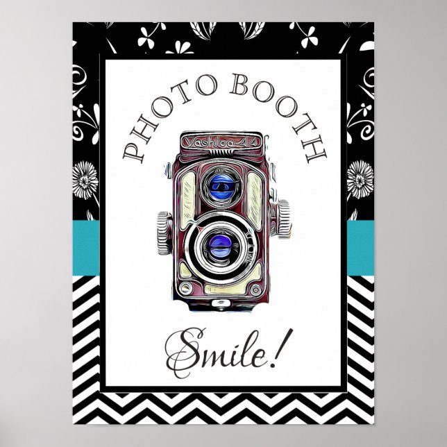 Wedding Sign for Photo Booth, Vintage Camera (Front)