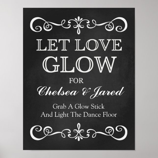 Wedding Sign – Let Love Glow Wedding Chalkboard (Front)