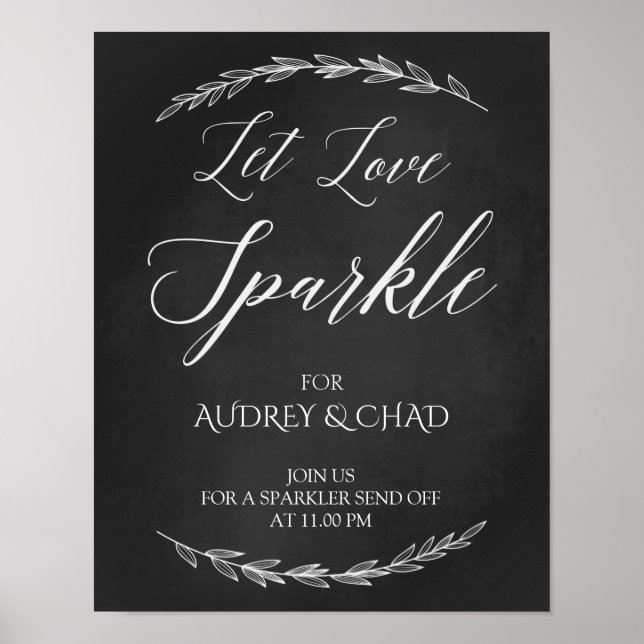 Wedding Sign – Let Love Sparkle Chalkboard Sign (Front)