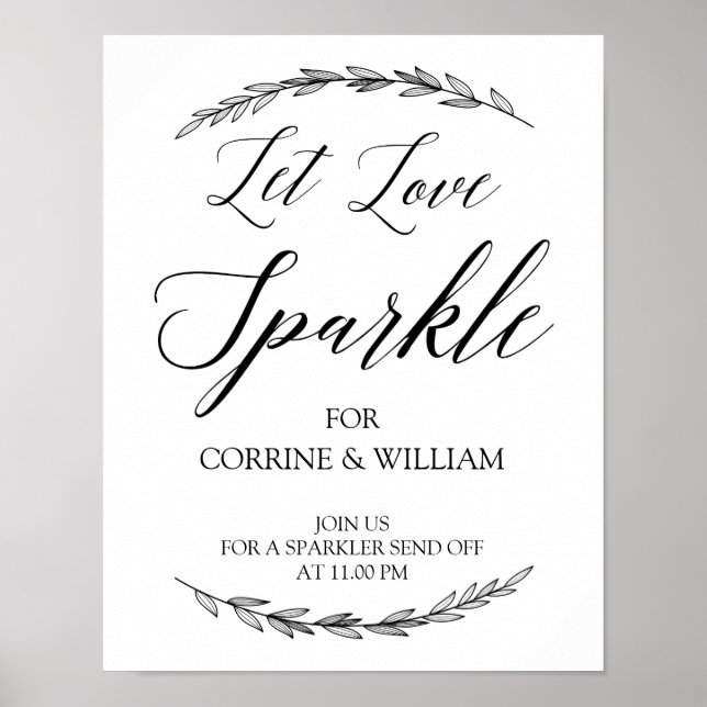 Wedding Sign –Let Love Sparkle Laurel Wedding Sign (Front)