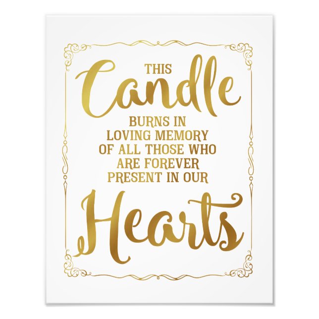 wedding sign, loving memory wedding, gold photo print (Front)