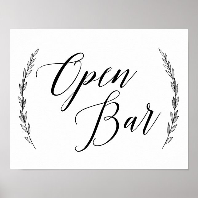 Wedding Sign – Open Bar Laurel Wedding Sign (Front)