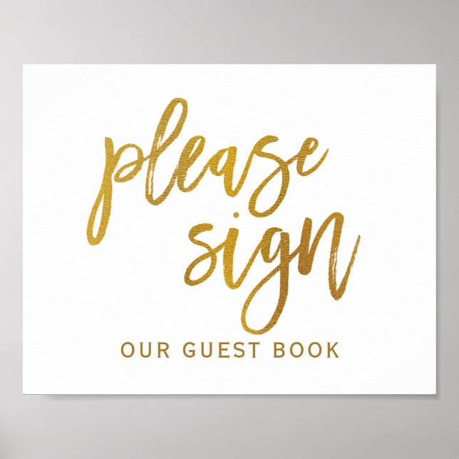 Wedding Sign "Please Sign" Typography | Gold Foil (Front)