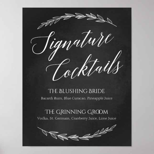 Wedding Sign – Signature Cocktail Chalkboard Sign (Front)