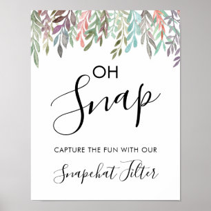 Wedding Sign – Snapchat Watercolor Greenery Sign