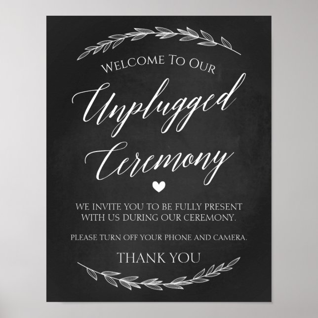 Wedding Sign – Unplugged Ceremony Chalkboard Sign (Front)