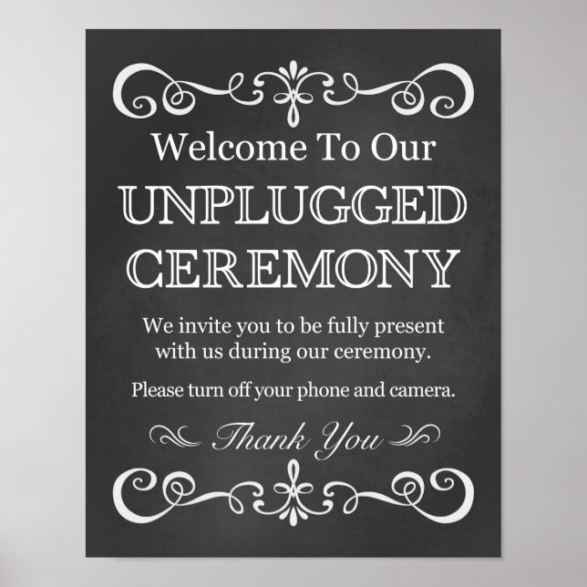 Wedding Sign – Unplugged Ceremony Chalkboard Sign (Front)