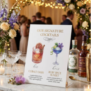 Wedding Signature Cocktails Bar Menu Pedestal Sign