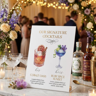 Wedding Signature Cocktails Bar Menu Pedestal Sign