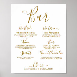 Wedding Signature Drink Personalised Gold Bar  Poster