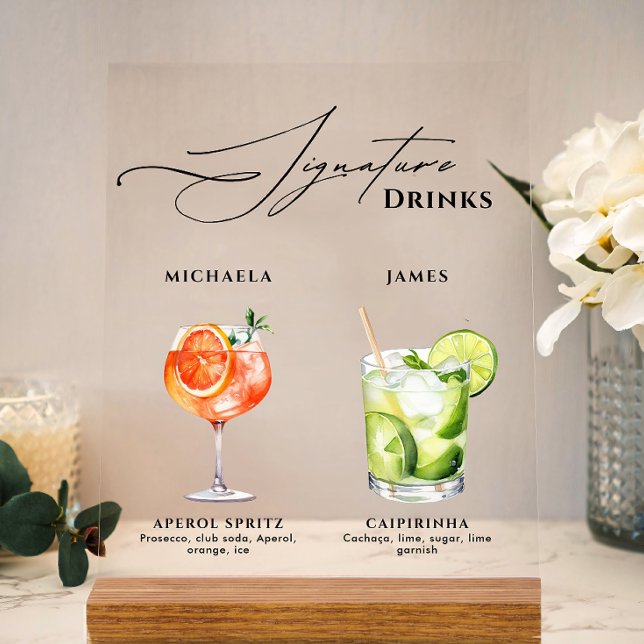 Wedding Signature Drinks 50+ Watercolor Cocktails Acrylic Sign (Creator Uploaded)