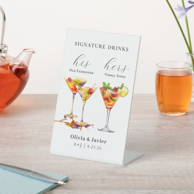 Wedding Signature Drinks Pedestal Sign (In SItu)