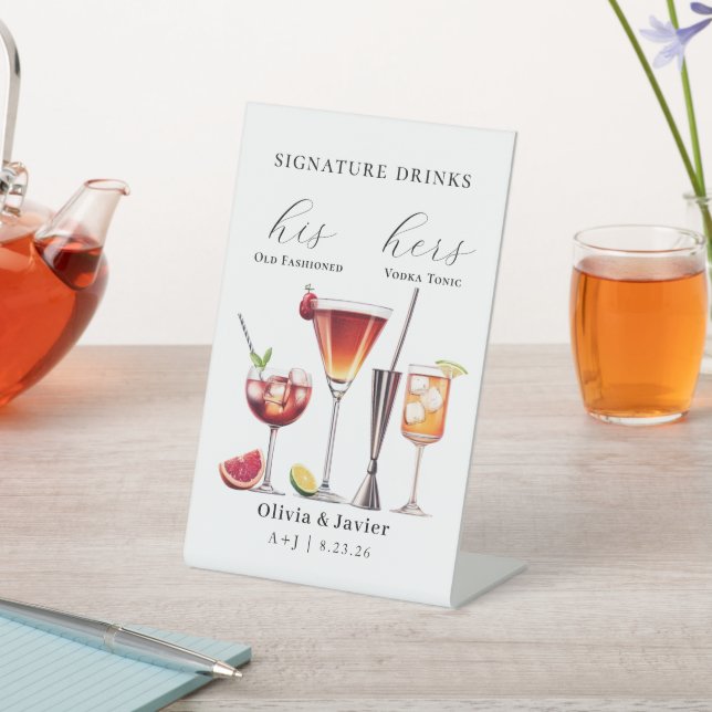 Wedding Signature Drinks Pedestal Sign (In SItu)
