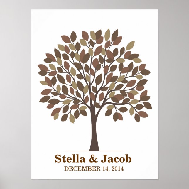 Wedding Signature Tree Poster – Natural Brown (Front)