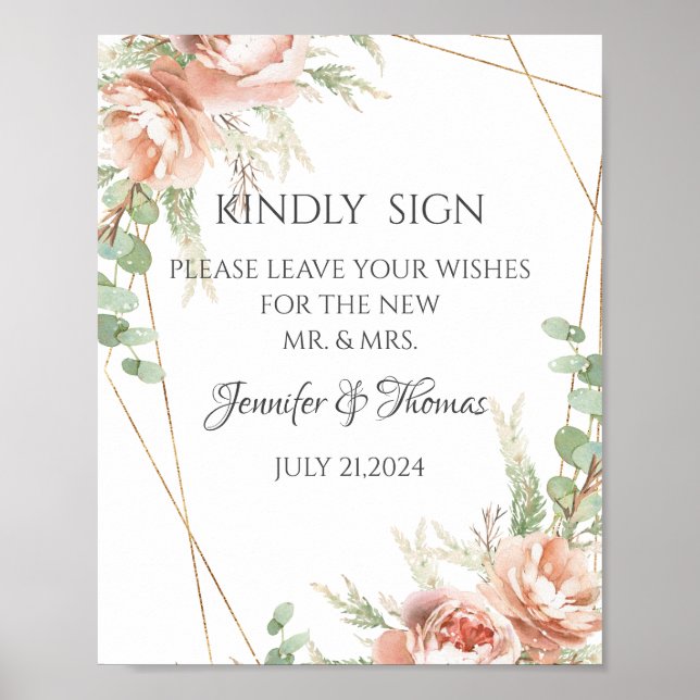Wedding  Signs Blush Roses (Front)