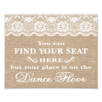 Wedding Signs - Burlap & Lace - Find Your Seat -