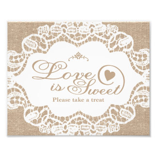 Wedding Signs - Burlap & Lace - Love is Sweet -