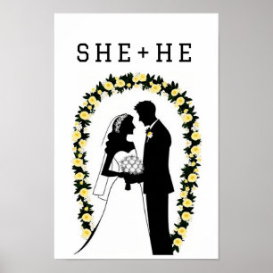 Wedding Silhouette of a Bride and Groom Poster