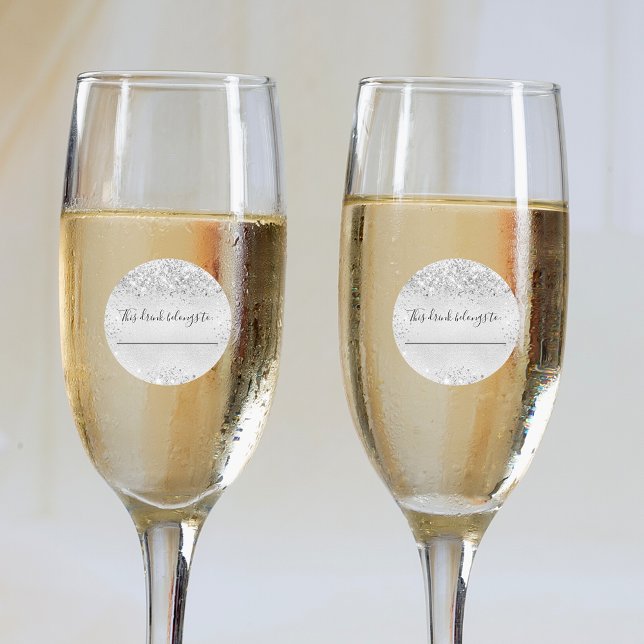 Wedding silver glitter this drink belongs to classic round sticker (Creator Uploaded)