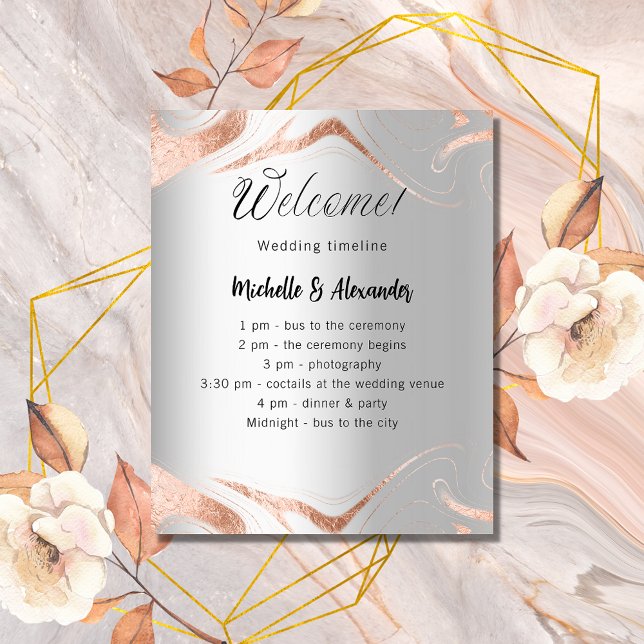 Wedding silver rose gold marble program timeline (Creator Uploaded)