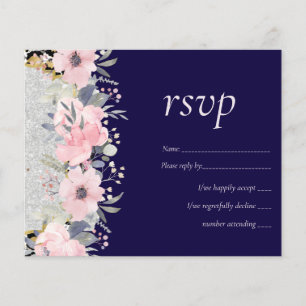 WEDDING - Silver Rosegold Floral Girly Glitter
