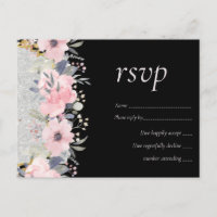 WEDDING - Silver Rosegold Floral Girly Glitter