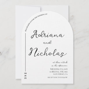Wedding Simple Black & White Arch Shaped Invitation
