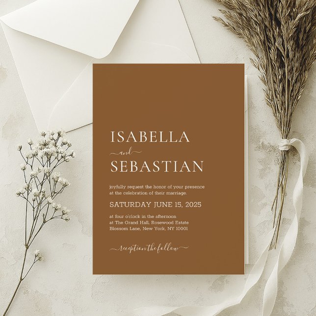 Wedding Simple Clay Brown Invitation (Creator Uploaded)