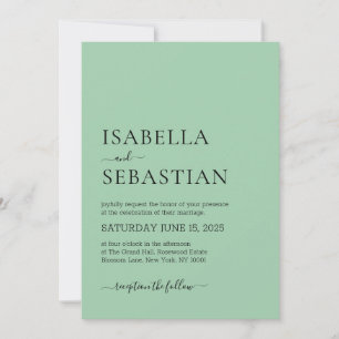 Wedding Simple Dark Sea Green Invitation