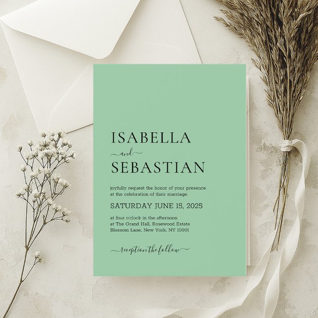Wedding Simple Dark Sea Green Invitation (Creator Uploaded)