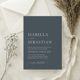 Wedding Simple Dark Slate Blue Invitation